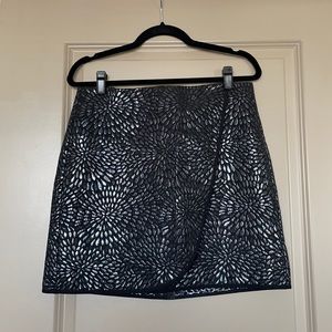 LOFT metallic faux wrap mini skirt
